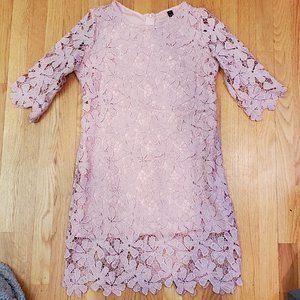 Pink lace dress with 3/4 length sleeves